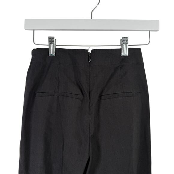 Vince Linen Blend Black Wide Leg Crop Pants Office Career Lagenlook Womens 0 - Picture 6 of 8